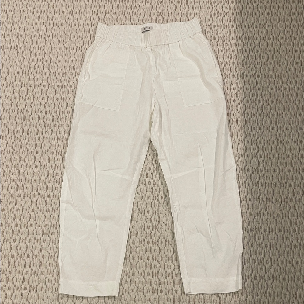 Women's White Elastic Waist Casual Pants